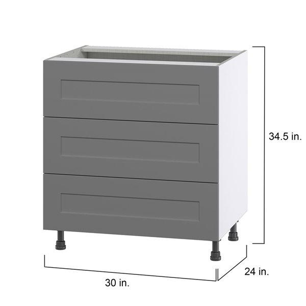 Hugo&Borg Beaumont 30 x 34.5 x 24.88-in Painted Slate Grey Drawer Base Semi-Custom Cabinet