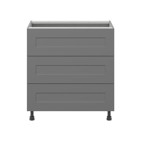 Hugo&Borg Beaumont 30 x 34.5 x 24.88-in Painted Slate Grey Drawer Base Semi-Custom Cabinet