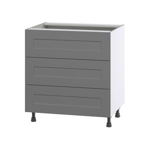 Hugo&Borg Beaumont 30 x 34.5 x 24.88-in Painted Slate Grey Drawer Base Semi-Custom Cabinet