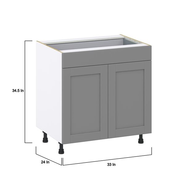 Hugo&Borg Beaumont 33 x 34.5 x 24.88-in Painted Slate Grey Door and Drawer Base Semi-Custom Cabinet