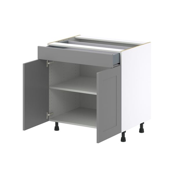 Hugo&Borg Beaumont 33 x 34.5 x 24.88-in Painted Slate Grey Door and Drawer Base Semi-Custom Cabinet