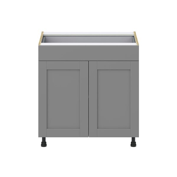 Hugo&Borg Beaumont 33 x 34.5 x 24.88-in Painted Slate Grey Door and Drawer Base Semi-Custom Cabinet