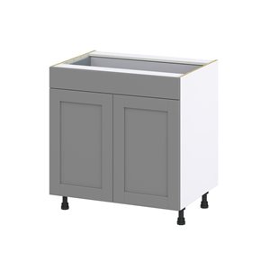 Hugo&Borg Beaumont 33 x 34.5 x 24.88-in Painted Slate Grey Door and Drawer Base Semi-Custom Cabinet