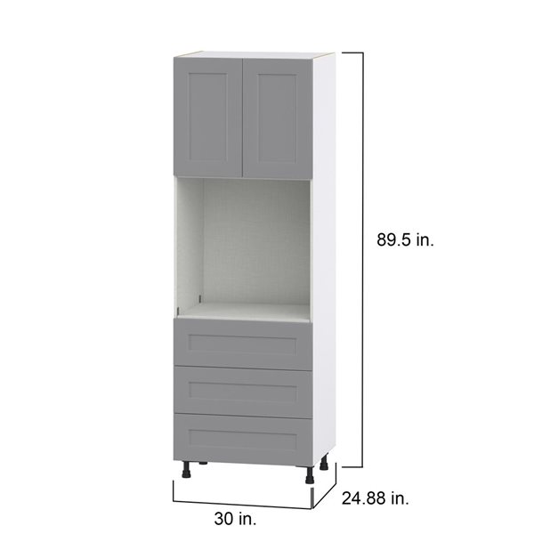 Hugo&Borg Beaumont 30 x 89.5 x 24.88-in Painted Slate Grey Door and Drawer Pantry Semi-Custom Cabinet