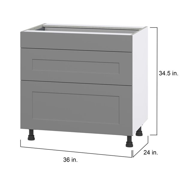 Hugo&Borg Beaumont 36 x 34.5 x 24.88-in Painted Slate Grey Drawer Base Semi-Custom Cabinet