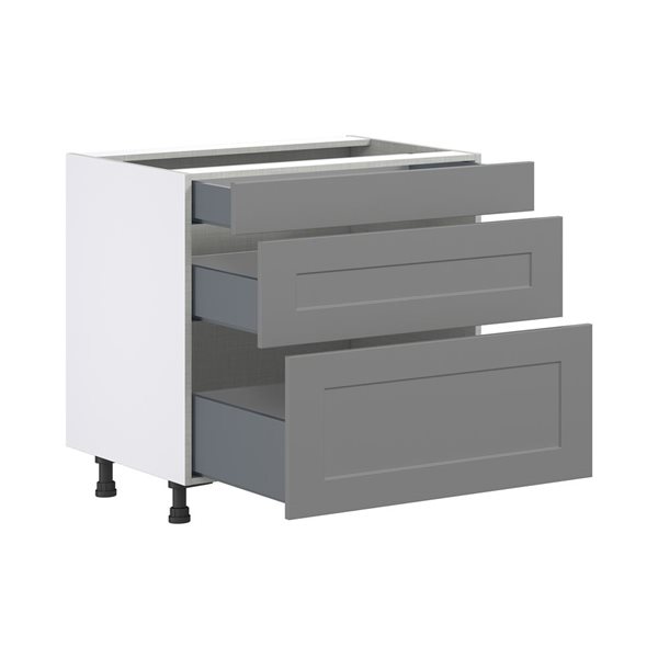 Hugo&Borg Beaumont 36 x 34.5 x 24.88-in Painted Slate Grey Drawer Base Semi-Custom Cabinet