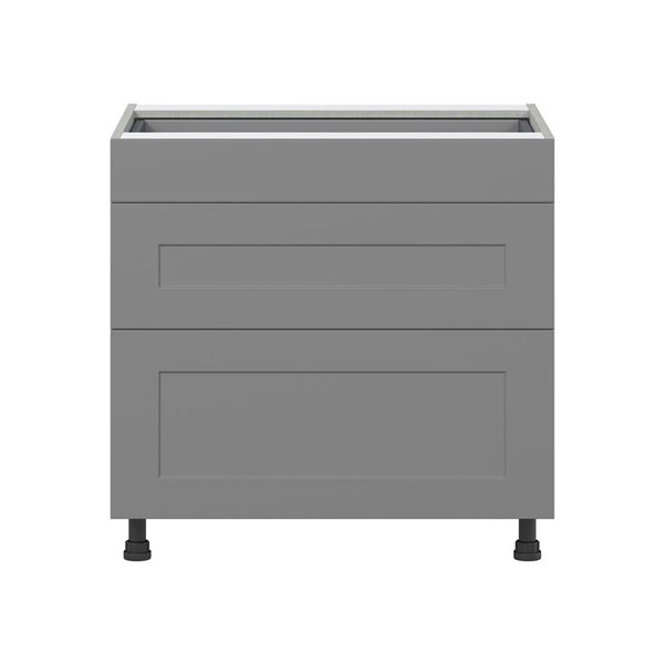 Hugo&Borg Beaumont 36 x 34.5 x 24.88-in Painted Slate Grey Drawer Base Semi-Custom Cabinet