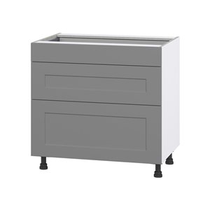 Hugo&Borg Beaumont 36 x 34.5 x 24.88-in Painted Slate Grey Drawer Base Semi-Custom Cabinet