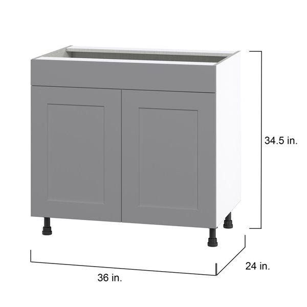 Hugo&Borg Beaumont 36 x 34.5 x 24.88-in Painted Slate Grey Sink Base Semi-Custom Cabinet