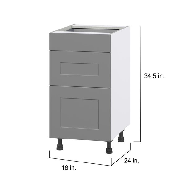 Hugo&Borg Beaumont 18 x 34.5 x 24.88-in Painted Slate Grey Drawer Base Semi-Custom Cabinet