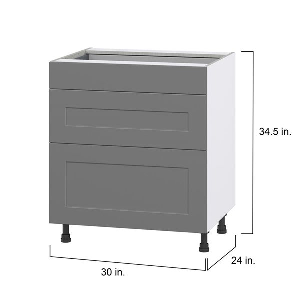 Hugo&Borg Beaumont 30 x 34.5 x 24.88-in Painted Slate Grey Drawer Base Semi-Custom Cabinet