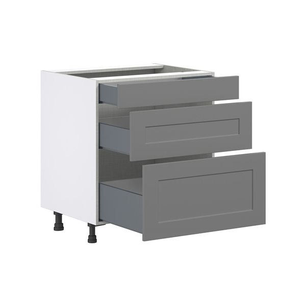 Hugo&Borg Beaumont 30 x 34.5 x 24.88-in Painted Slate Grey Drawer Base Semi-Custom Cabinet