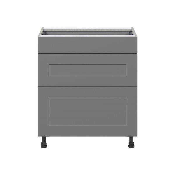 Hugo&Borg Beaumont 30 x 34.5 x 24.88-in Painted Slate Grey Drawer Base Semi-Custom Cabinet