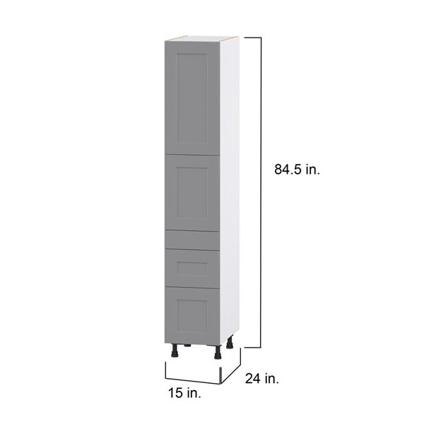 Hugo&Borg Beaumont 15 x 84.5 x 24.88-in Painted Slate Grey Door and Drawer Pantry Semi-Custom Cabinet