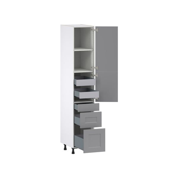 Hugo&Borg Beaumont 15 x 84.5 x 24.88-in Painted Slate Grey Door and Drawer Pantry Semi-Custom Cabinet