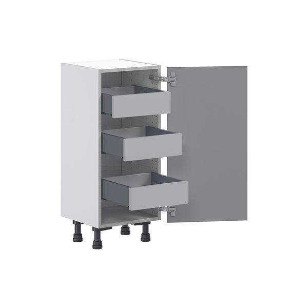 Hugo&Borg Beaumont 15 x 34.5 x 14.88-in Painted Slate Grey Door and Drawer Base Semi-Custom Cabinet