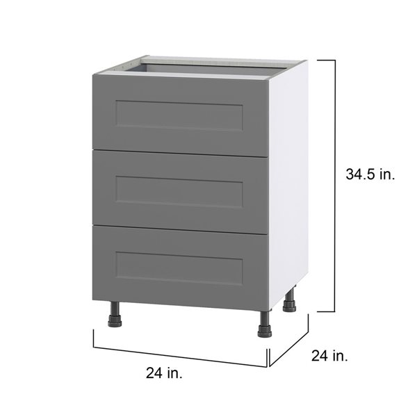 Hugo&Borg Beaumont 24 x 34.5 x 24.88-in Painted Slate Grey Drawer Base Semi-Custom Cabinet