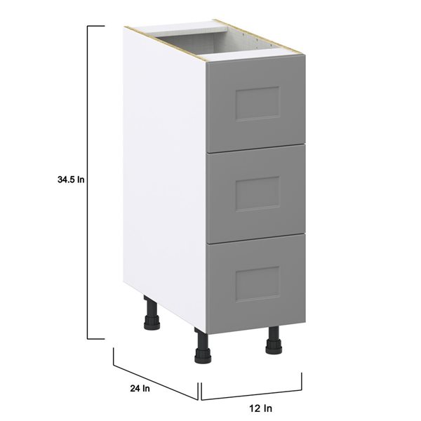 Hugo&Borg Beaumont 12 x 34.5 x 24.88-in Painted Slate Grey Drawer Base Semi-Custom Cabinet