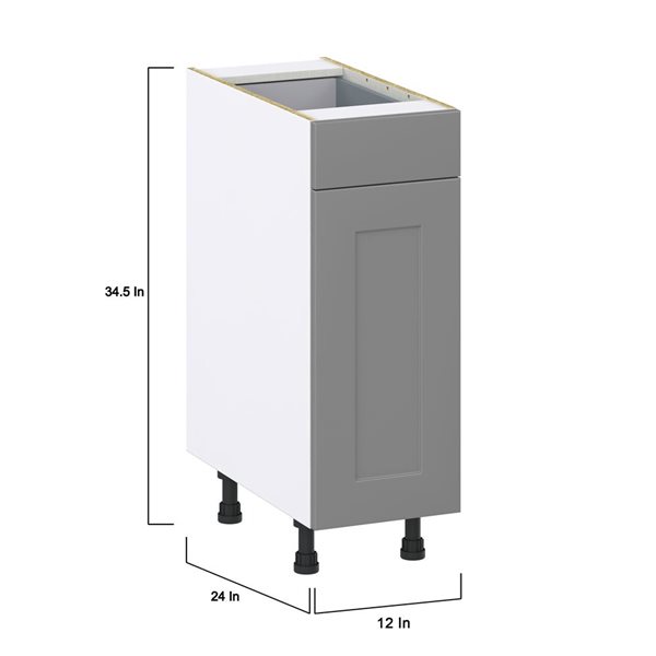 Hugo&Borg Beaumont 12 x 34.5 x 24.88-in Painted Slate Grey Door and Drawer Base Semi-Custom Cabinet