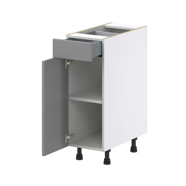 Hugo&Borg Beaumont 12 x 34.5 x 24.88-in Painted Slate Grey Door and Drawer Base Semi-Custom Cabinet