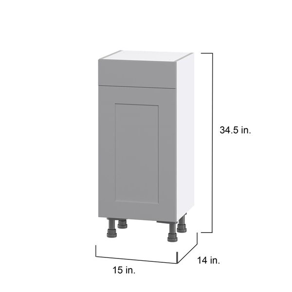 Hugo&Borg Beaumont 15 x 34.5 x 14.88-in Painted Slate Grey Door and Drawer Base Semi-Custom Cabinet