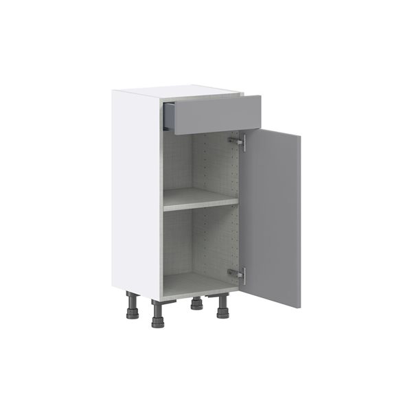 Hugo&Borg Beaumont 15 x 34.5 x 14.88-in Painted Slate Grey Door and Drawer Base Semi-Custom Cabinet