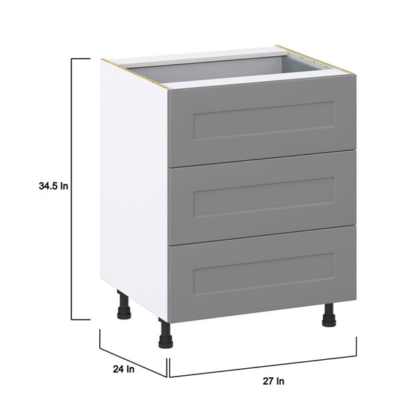 Hugo&Borg Beaumont 27 x 34.5 x 24.88-in Painted Slate Grey Drawer Base Semi-Custom Cabinet