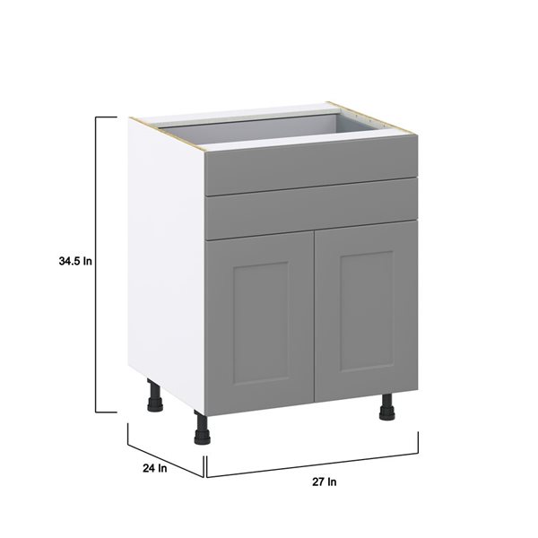 Hugo&Borg Beaumont 27 x 34.5 x 24.88-in Painted Slate Grey Door and Drawer Base Semi-Custom Cabinet