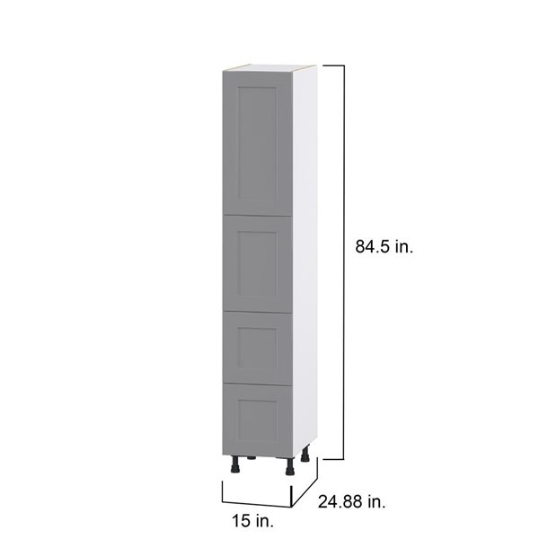 Hugo&Borg Beaumont 15 x 84.5 x 24.88-in Painted Slate Grey Door and Drawer Pantry Semi-Custom Cabinet