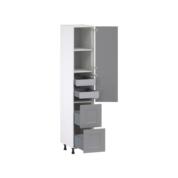 Hugo&Borg Beaumont 15 x 84.5 x 24.88-in Painted Slate Grey Door and Drawer Pantry Semi-Custom Cabinet