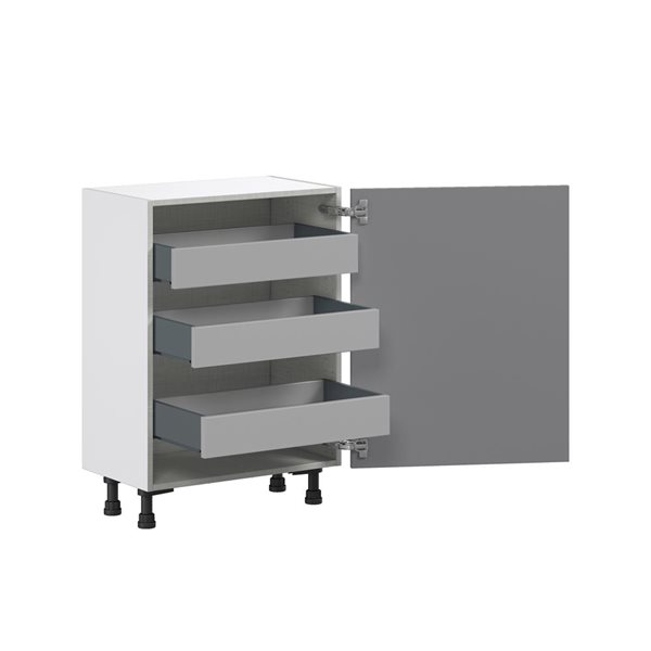 Hugo&Borg Beaumont 24 x 34.5 x 14.88-in Painted Slate Grey Door and Drawer Base Semi-Custom Cabinet