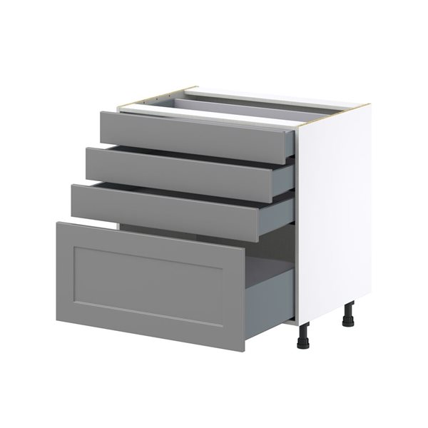 Hugo&Borg Beaumont 33 x 34.5 x 24.88-in Painted Slate Grey Drawer Base Semi-Custom Cabinet