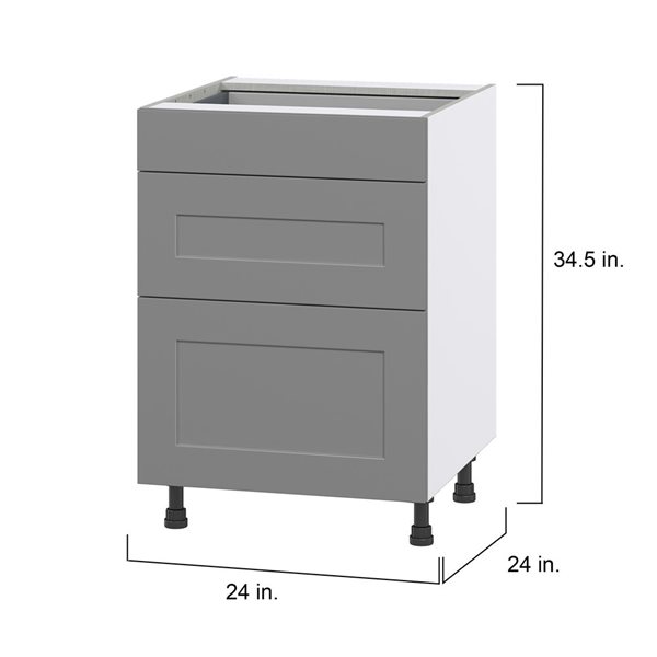 Hugo&Borg Beaumont 24 x 34.5 x 24.88-in Painted Slate Grey Drawer Base Semi-Custom Cabinet