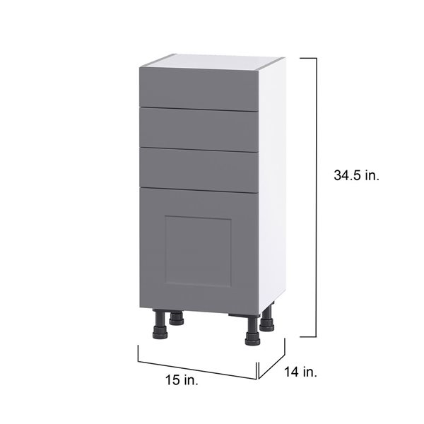 Hugo&Borg Beaumont 15 x 34.5 x 14.88-in Painted Slate Grey Door and Drawer Base Semi-Custom Cabinet