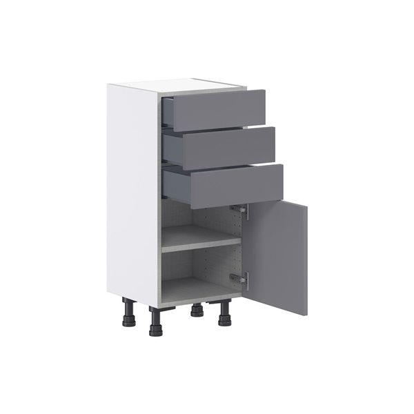 Hugo&Borg Beaumont 15 x 34.5 x 14.88-in Painted Slate Grey Door and Drawer Base Semi-Custom Cabinet