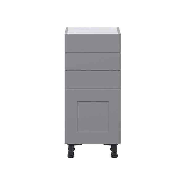 Hugo&Borg Beaumont 15 x 34.5 x 14.88-in Painted Slate Grey Door and Drawer Base Semi-Custom Cabinet