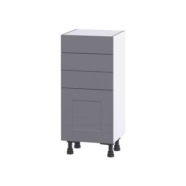 Hugo&Borg Beaumont 15 x 34.5 x 14.88-in Painted Slate Grey Door and Drawer Base Semi-Custom Cabinet