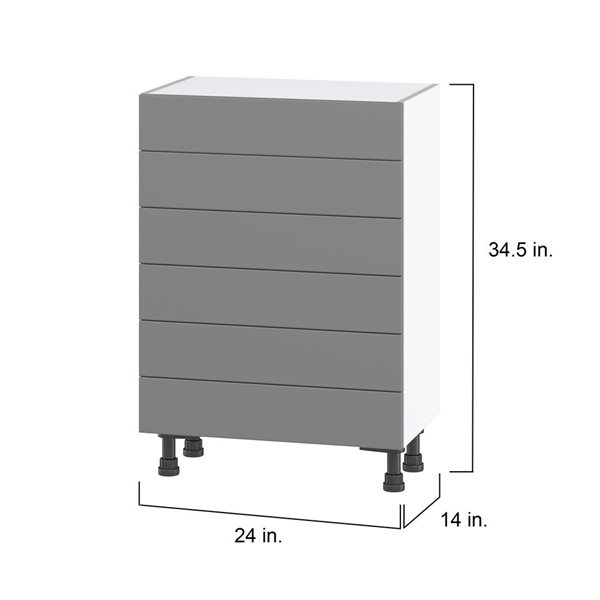 Hugo&Borg Beaumont 24 x 34.5 x 14.88-in Painted Slate Grey Drawer Base Semi-Custom Cabinet