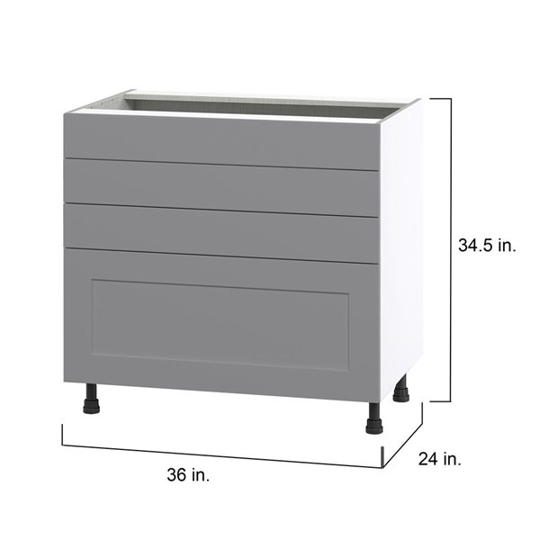 Hugo&Borg Beaumont 36 x 34.5 x 24.88-in Painted Slate Grey Drawer Base Semi-Custom Cabinet