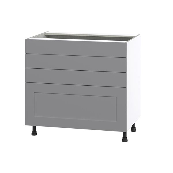 Hugo&Borg Beaumont 36 x 34.5 x 24.88-in Painted Slate Grey Drawer Base Semi-Custom Cabinet