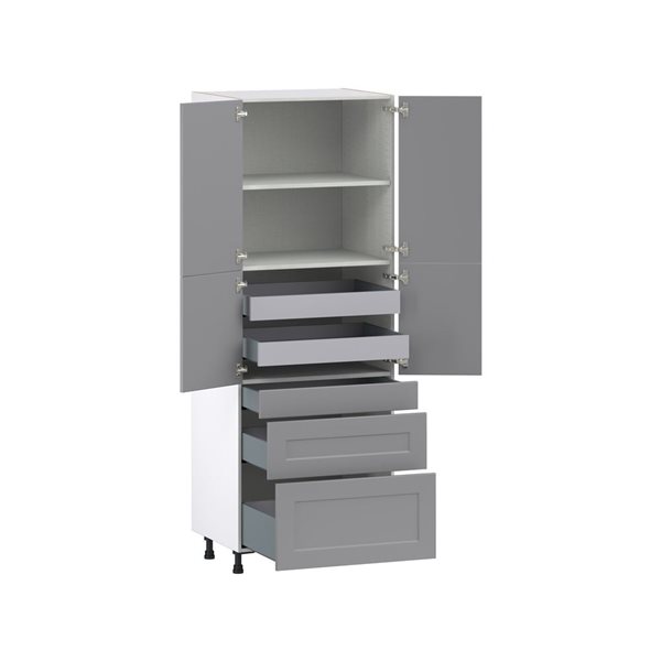 Hugo&Borg Beaumont 30 x 84.5 x 24.88-in Painted Slate Grey Door and Drawer Pantry Semi-Custom Cabinet