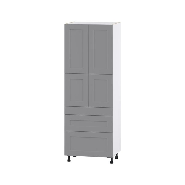 Hugo&Borg Beaumont 30 x 84.5 x 24.88-in Painted Slate Grey Door and Drawer Pantry Semi-Custom Cabinet