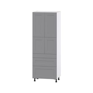 Hugo&Borg Beaumont 30 x 84.5 x 24.88-in Painted Slate Grey Door and Drawer Pantry Semi-Custom Cabinet