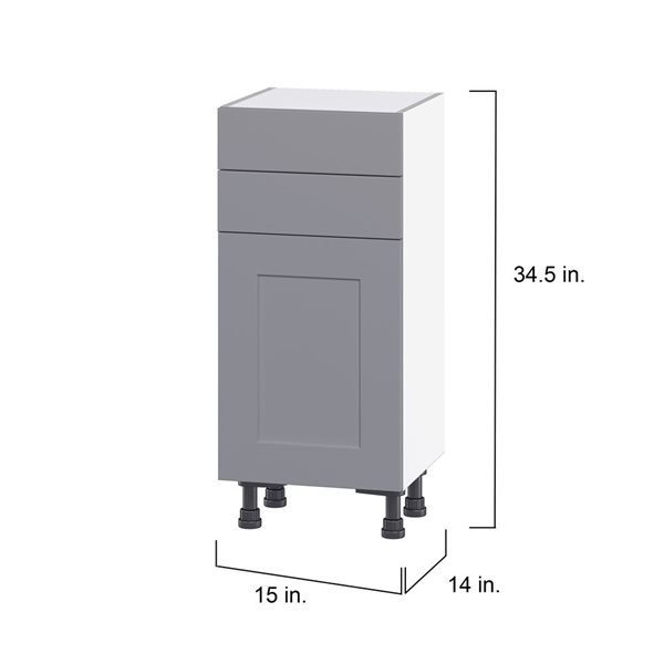 Hugo&Borg Beaumont 15 x 34.5 x 14.88-in Painted Slate Grey Door and Drawer Base Semi-Custom Cabinet