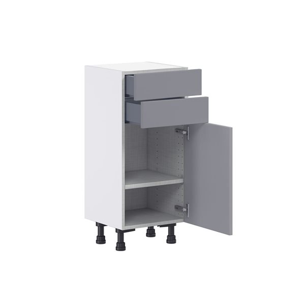 Hugo&Borg Beaumont 15 x 34.5 x 14.88-in Painted Slate Grey Door and Drawer Base Semi-Custom Cabinet