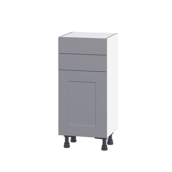 Hugo&Borg Beaumont 15 x 34.5 x 14.88-in Painted Slate Grey Door and Drawer Base Semi-Custom Cabinet