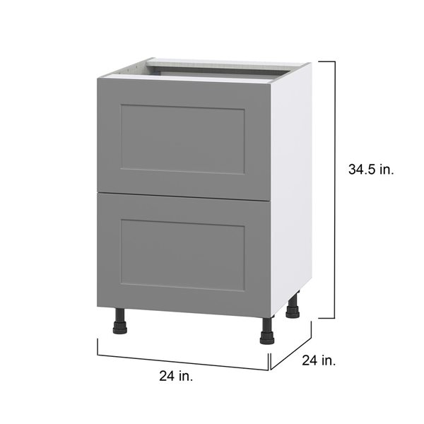 Hugo&Borg Beaumont 24 x 34.5 x 24.88-in Painted Slate Grey Drawer Base Semi-Custom Cabinet