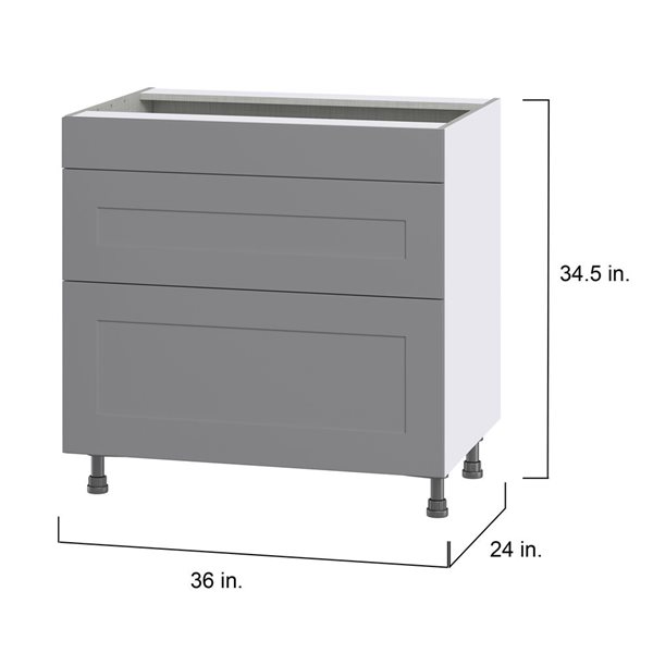 Hugo&Borg Beaumont 36 x 34.5 x 24.88-in Painted Slate Grey Drawer Base Semi-Custom Cabinet