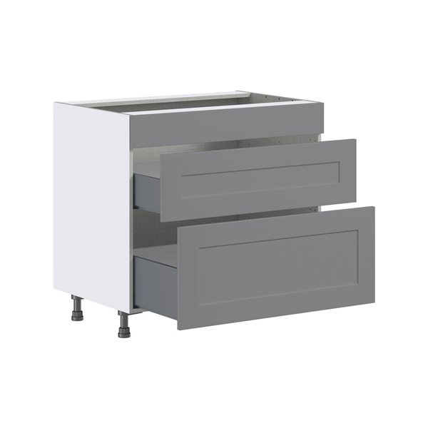 Hugo&Borg Beaumont 36 x 34.5 x 24.88-in Painted Slate Grey Drawer Base Semi-Custom Cabinet