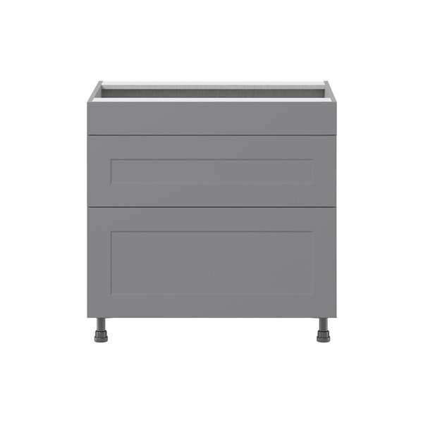 Hugo&Borg Beaumont 36 x 34.5 x 24.88-in Painted Slate Grey Drawer Base Semi-Custom Cabinet